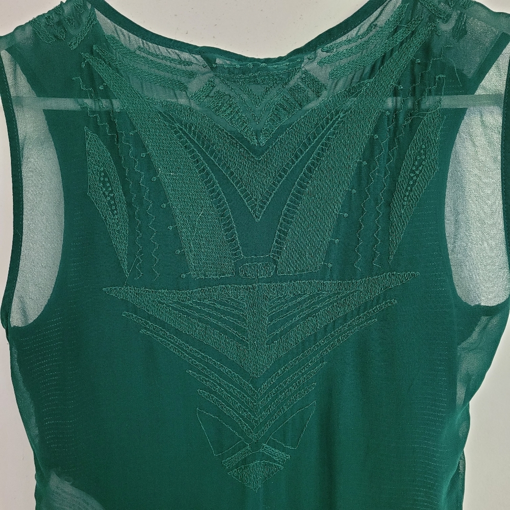Zara women's peplum green top lace back - Picture 5 of 8